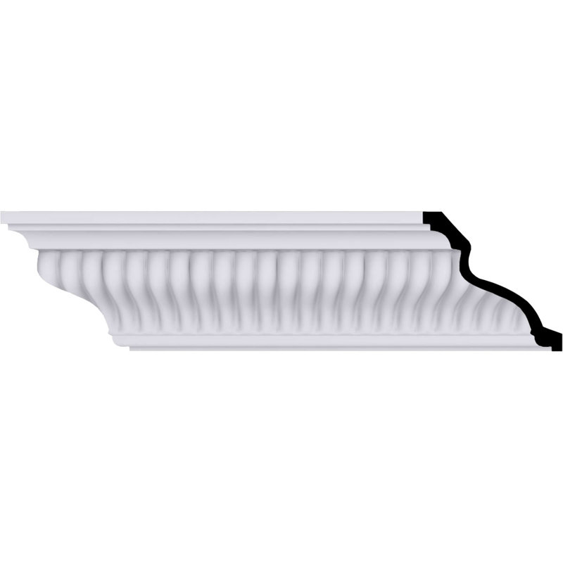 Endurathane Carrillo Small Crown Moulding, 3 7/8"H x 3 7/8"P x 5 1/2"F x 94 1/2"L, Factory Primed