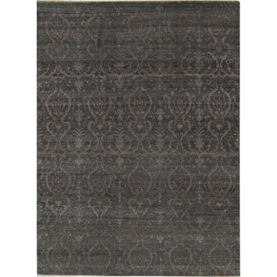 Cotton Abstract Area Rug in Dark Gray