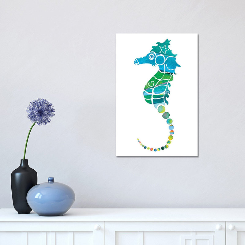 «Seahorse Green» par Jo Lynch - peinture sur toile tendue, H 18 po x l 12 po x 1,5 po