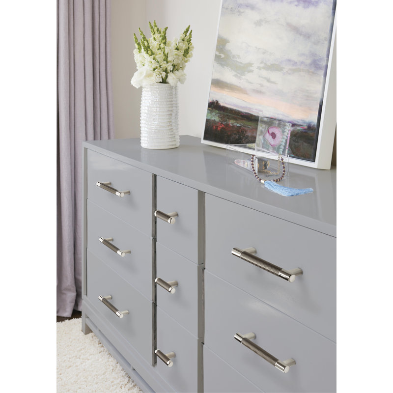 Polished Nickel and Gunmetal T-Handle Cabinet Knob