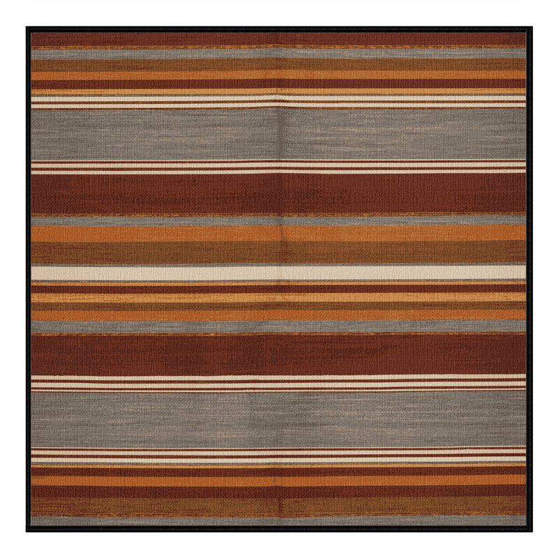 Washable Auburn Light Gray Striped Area Rug, Square 8'