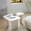 Table basse en L 34,7 po moderne, finition blanche, peinture multicouche, construction, espace pour la vie en appartement, construction améliorée, porteuse, facile à assembler