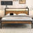 Queen Metal Platform Bed with 2-Tier Headboard, RGB LED Lights & Charging Station, Easy Assembly, Brown-2102245818-2102245817