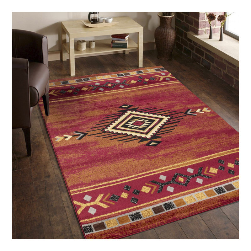 Tapis tribal rouge Sud-Ouest Tribes, Rectangulaire 2 pi x 3 pi