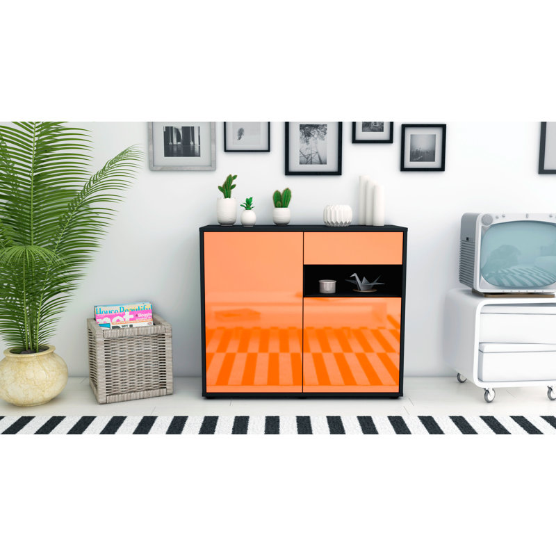 Rayburn 92cm Sideboard, Anthracite/High-gloss orange