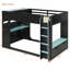 Wood Loft Bed With Height-Adjustable Desk,Drawers,Storage Compartments,Hanging Rod And RGB Lights-265678724