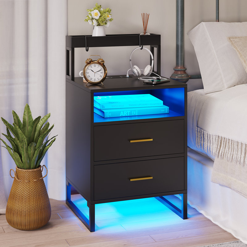 45cm W Bedside Table, Black
