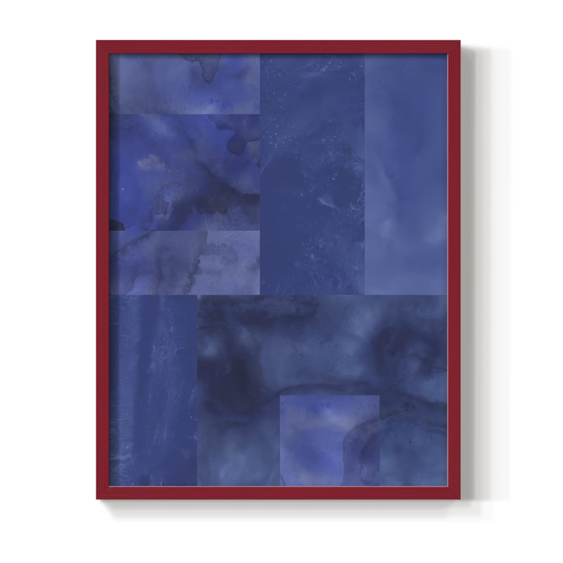 «Blue Puzzle II», reproduction encadrée - bois massif, H 21 po x l 17 po, Rouge