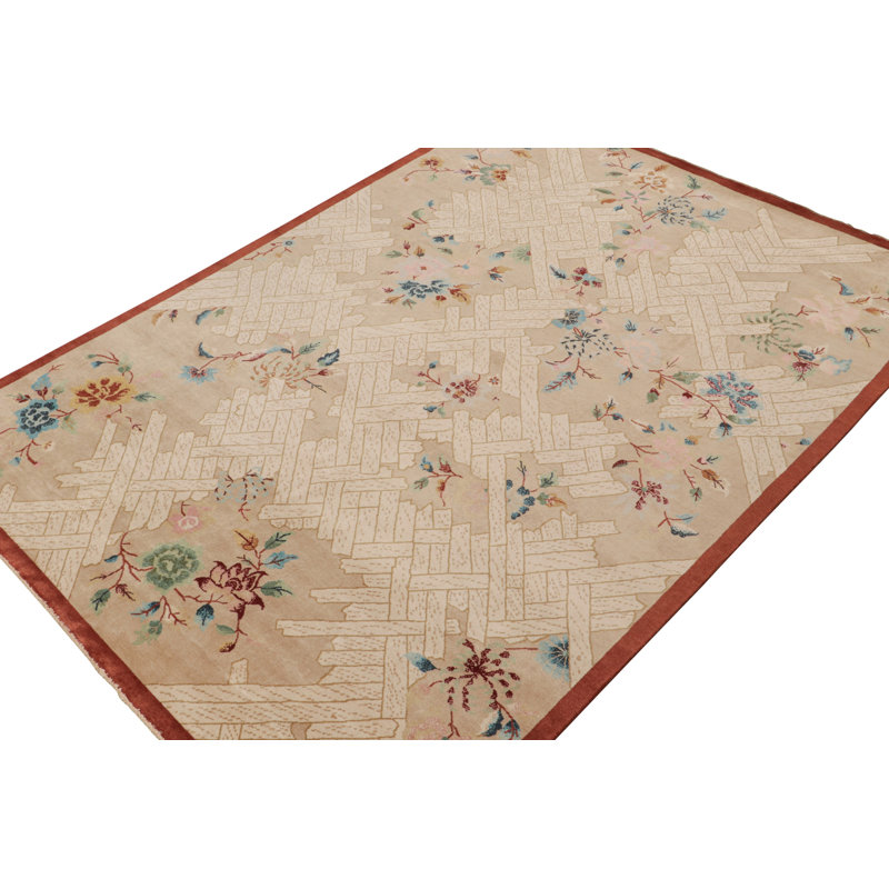 Art Deco Hand Knotted Wool Area Rug, Rectangle 12' x 15'