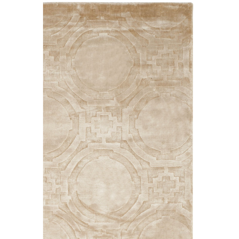 Tapis géométrique beige noué à la main Kyle, Rectangle 8 pi x 10 pi