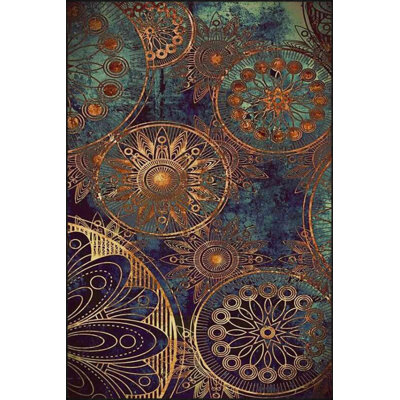 Tapis tissé à motif de disques lavables