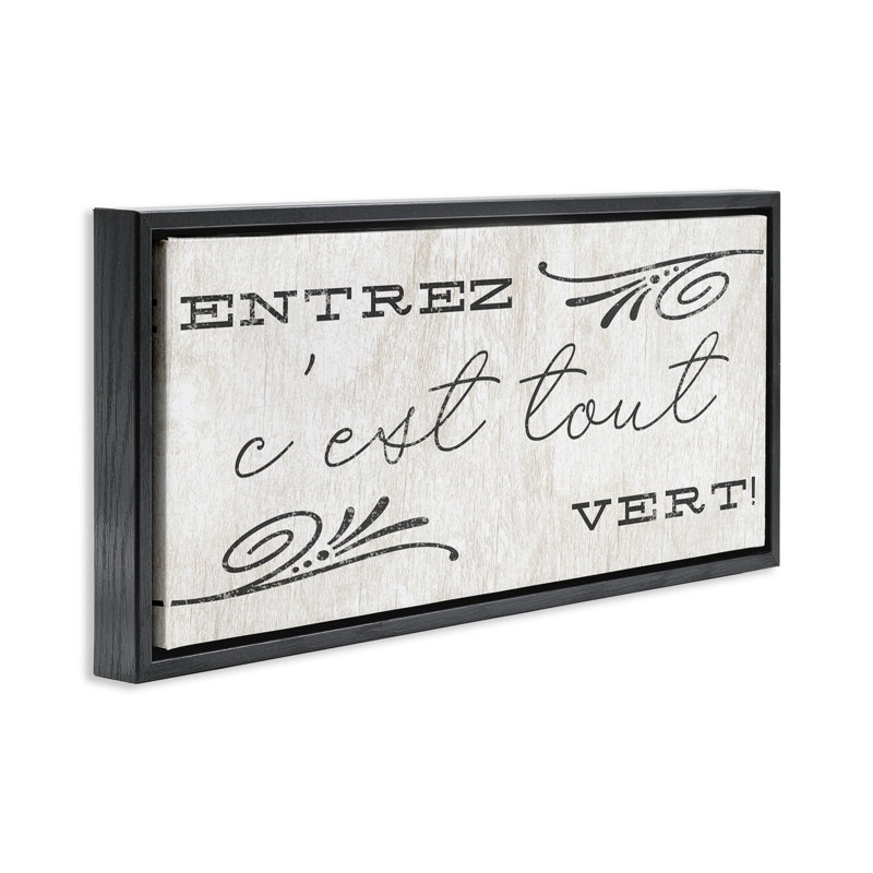  Art mural français sur toile encadrée "French in phrase" par Daphne Polselli, Noir, H 14 po x l 31 po