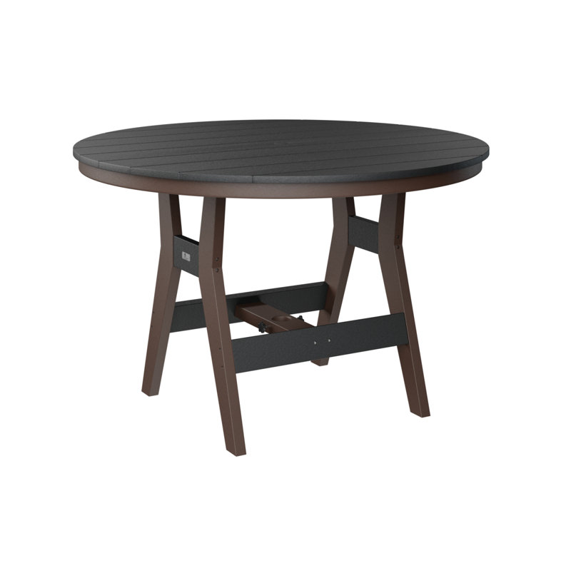 Harbor Outdoor Round Bar Table, Black, Chocolate Brown
