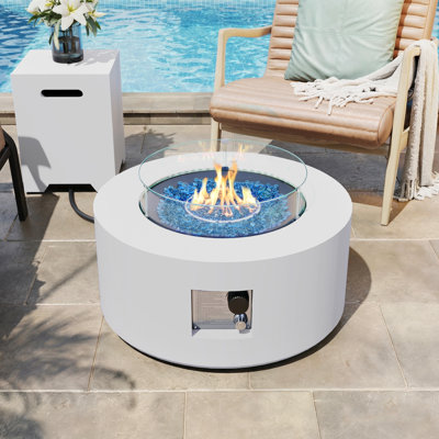  28-Inch Round Iron Gas Fire Pit Table,Includes Tank Cover and Wind Guard