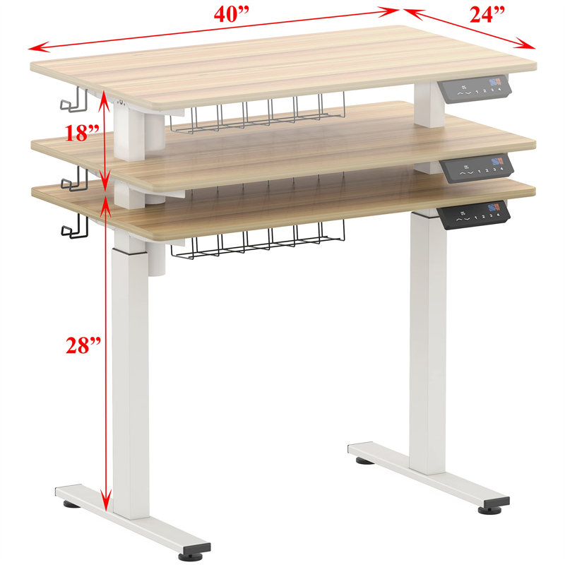 Bureau Marutani, L 40 po x P 24,02 po, Chêne rustique, Blanc