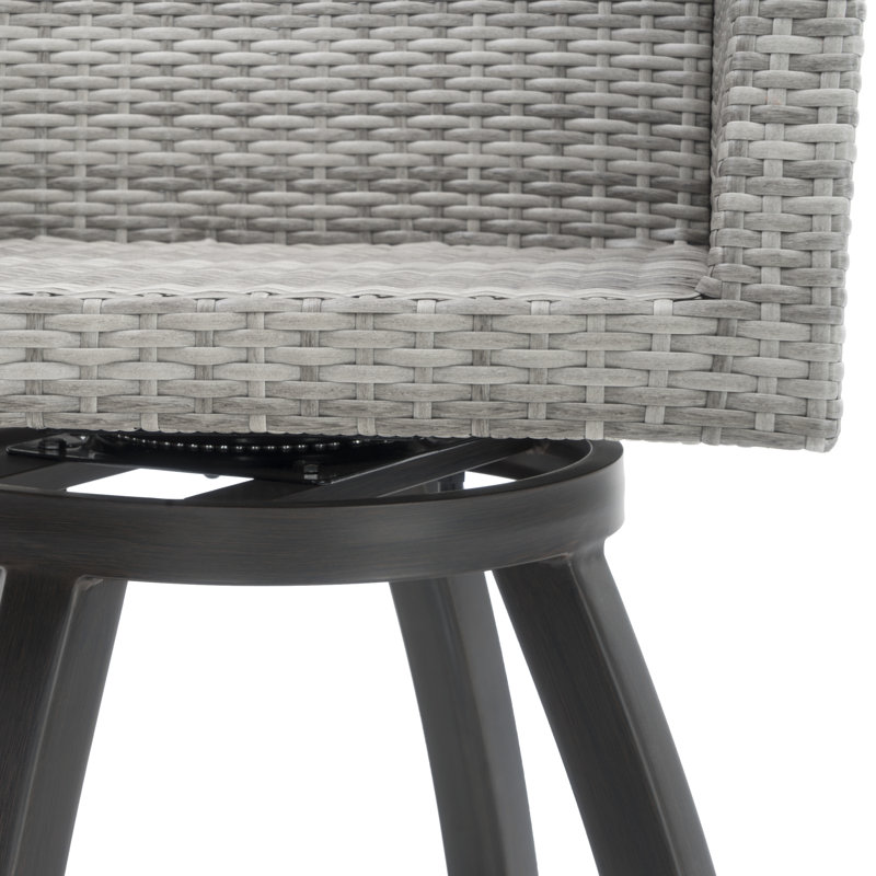 Fionnula Square 4 - Person 38" Long Bar Height Dining Set With Sunbrella Cushion Covers, Charcoal Grey Sunbrella®