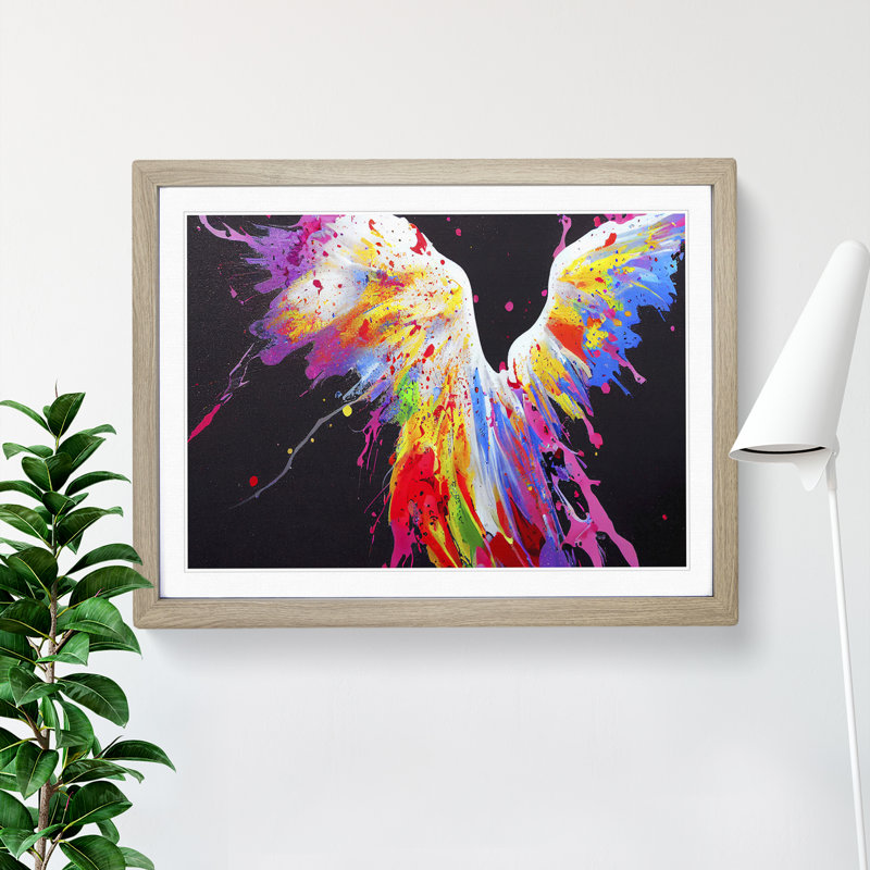 Angel Painted Vol.1 Abstract - Single Picture Frame Print, 46cm H x 64cm W, Grey