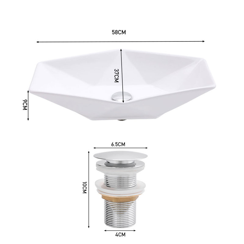 17 Stories Alamin 580mm L x 370mm W White Ceramic Specialty Sink