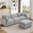 Modular Sectional Sofa, 102 Inch L Shaped Couch Set for Living Room, 3-Seater Comfy Cloud Couches with Movable Ottoman, DIY Combination, Chenille