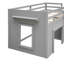 Lit mezzanine simple gris avec tablette fonctionnelle et armoire - Fabrication en bois massif-936929427