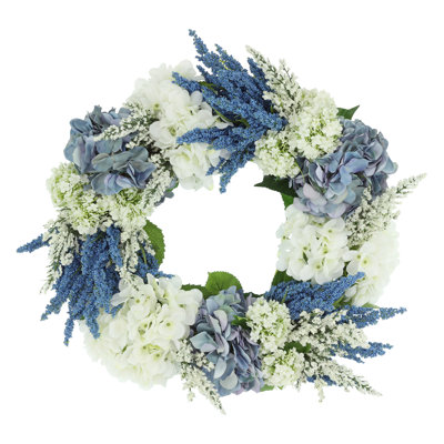 23" Wreath with Hydrangeas and Heather