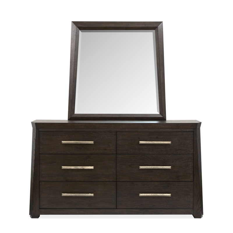 Double Drawer Dresser with Shaped Mirror