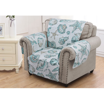 Greenland Home Fashions Cruz White Arm Chair Furniture Protector 81"x81" Reversible Slipcover