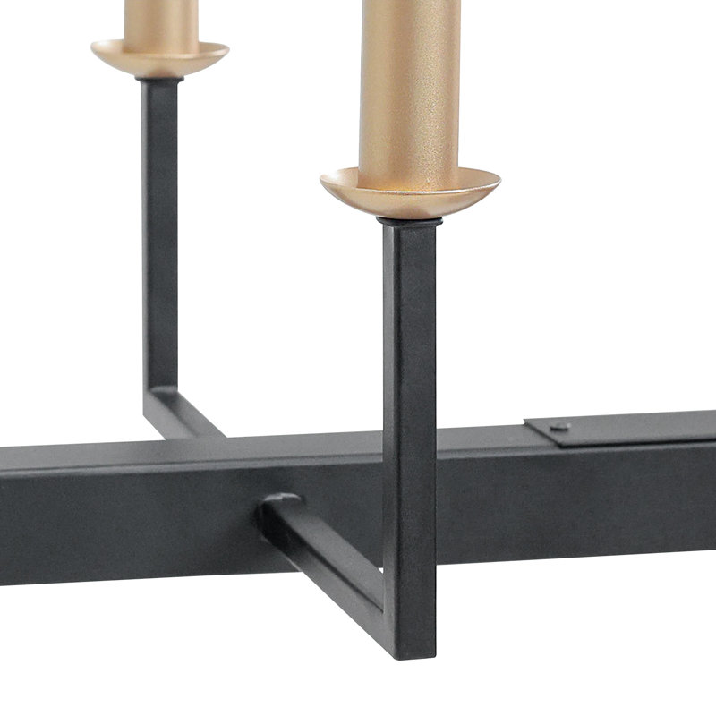 Modern 8-Light 48"W Black And Gold Linear Pendant For Kitchen Island