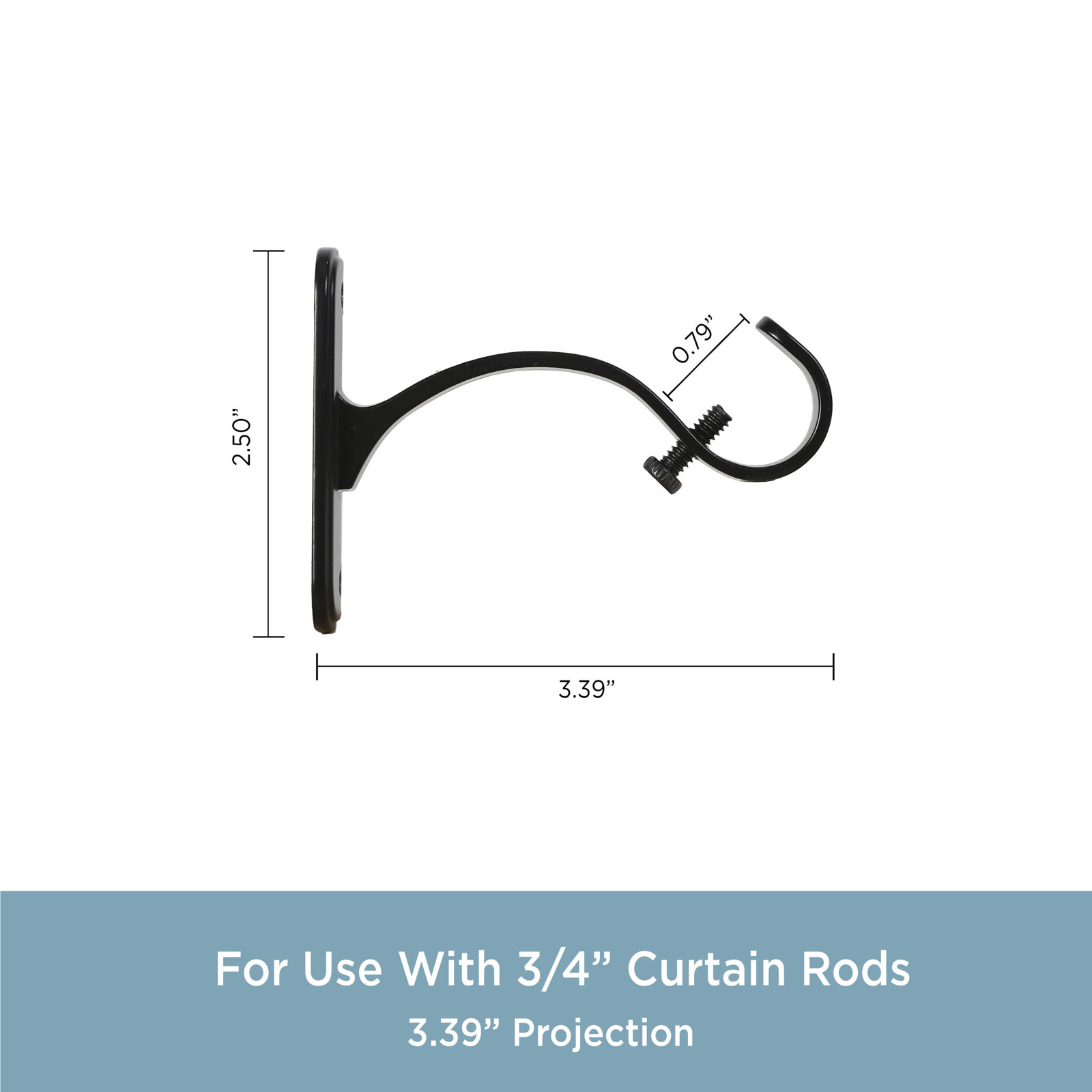 Curtain Rod Mounting Brackets, Black