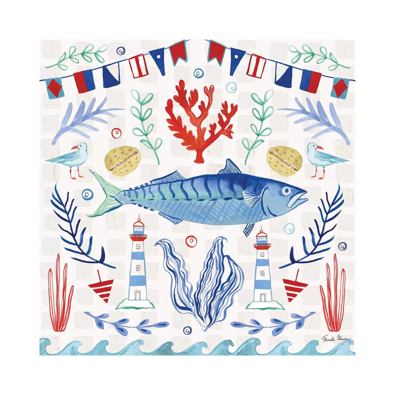 Maritime Delight IV by Farida Zaman - Wrapped Canvas Painting, 30.48 cm H x 30.48 cm W