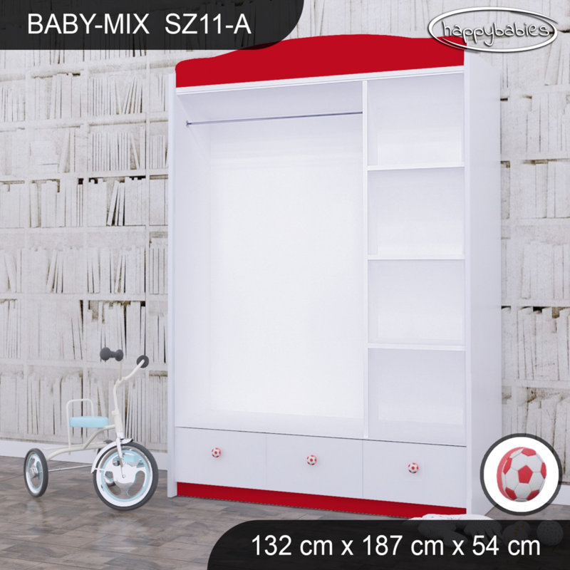 Baby 3 Door Wardrobe, Green/White/Green