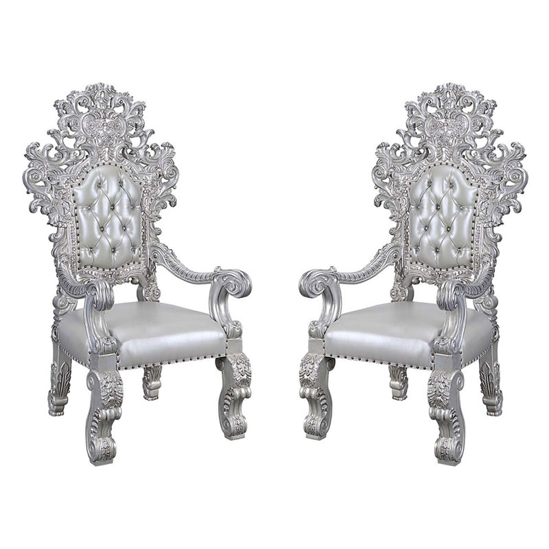 Fauteuil capitonné gris