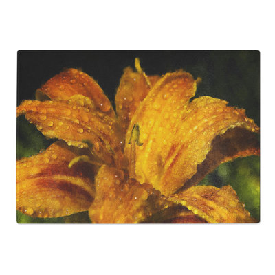 Yellow Lily Flower Painting Chopping Board