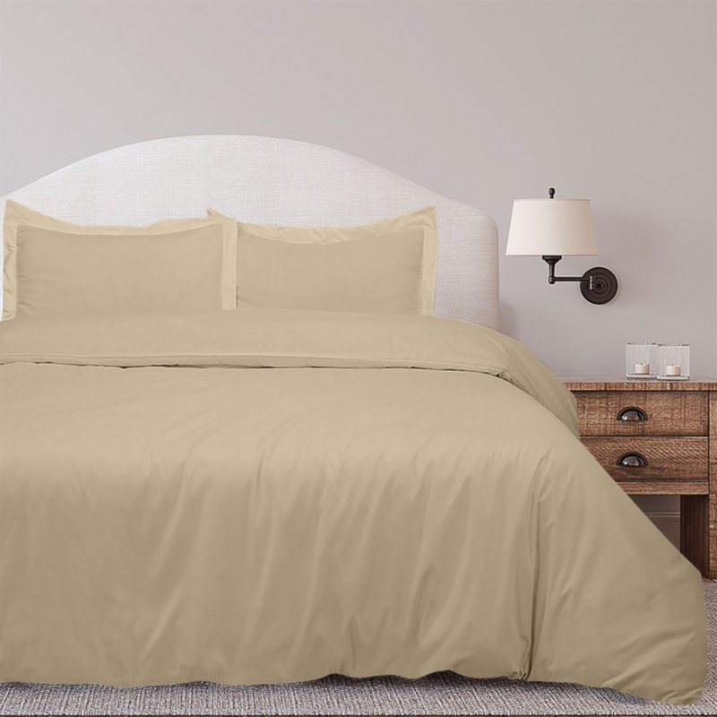 Ensemble de housse de couette en microfibre , Housse de couette double + 2 taies d'oreiller stan, Ivoire