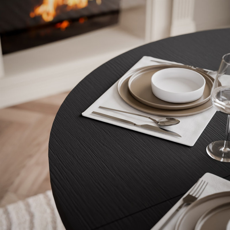 Extendable Metal Base Dining Table, Black