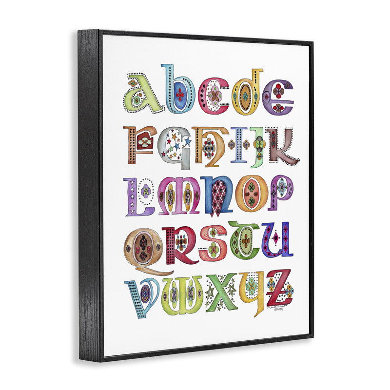 «Boho Whimsical Alphabet», art de la giclée encadrée par Marley Ungaro, Giclée encadrée noir minuit, H 14 po x l 11 po