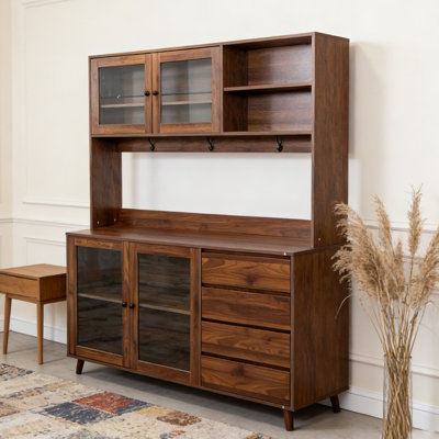 63" W Large Kitchen Hutch Cabinet