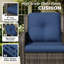 Ensemble de conversation en rotin pour 2 personnes avec 1 table basse, 2 fauteuils et coussins bleus-929737790