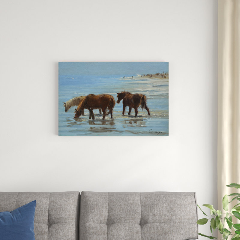 " Chincoteague Ponies " by Chuck Larivey Painting Print, 20" H x 30" W x 1.25" D