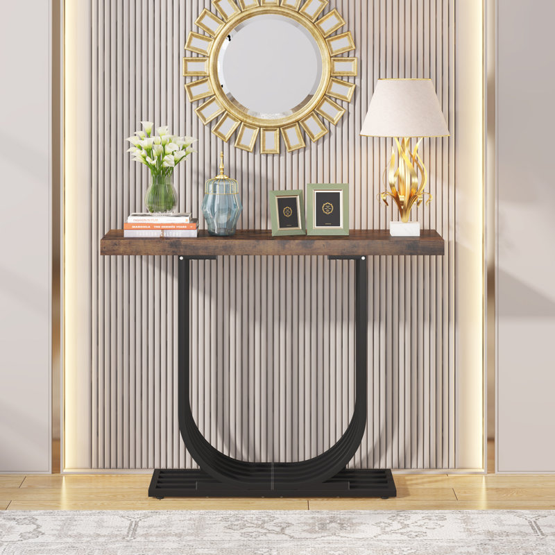 Morrisey 100cm Console Table, Rustic Brown, Black