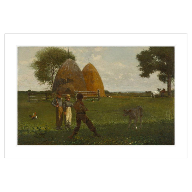 «Weaning the Calf» par Winslow Homer, impression giclée sur cadre, H 28,9 po x l 41,5 po