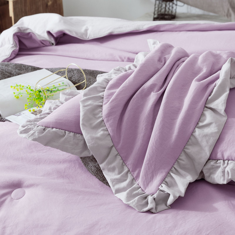 Polyester Comforter, Queen Comforter + 2 Standard Shams, Light Purple