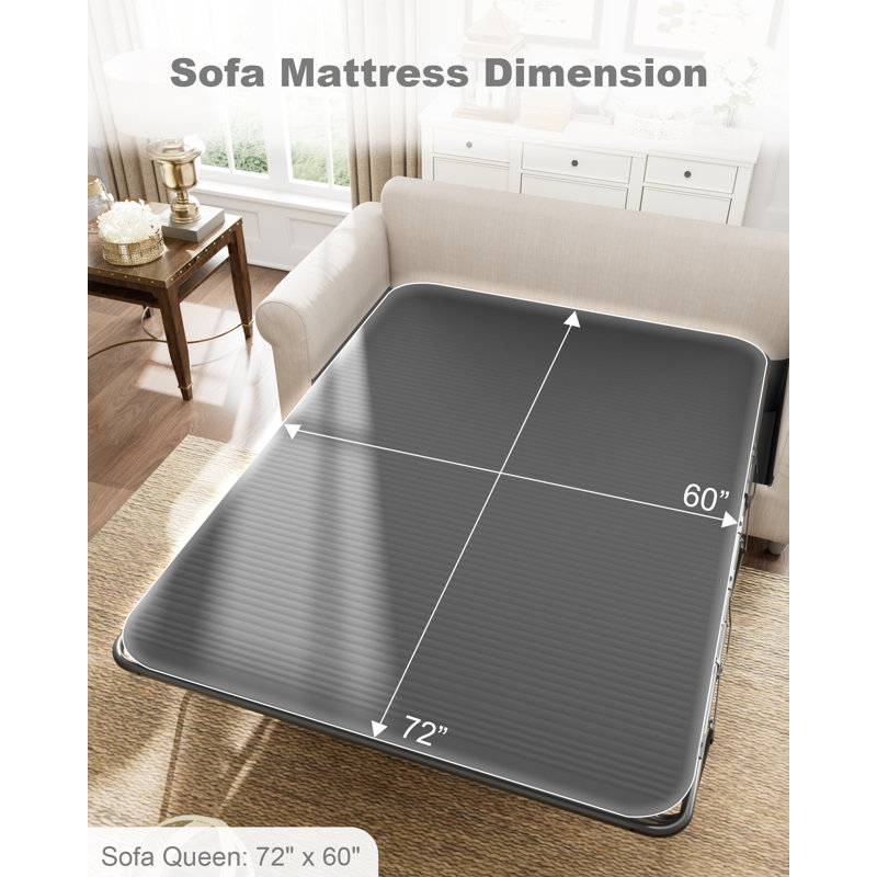 Mattress Topper for Sleeper Sofa and Couch Bed, 4 Inch Queen Size Sofa Bed Replacement Mattress with Ultra Soft Cover, Gray (Sofa NOT Included)