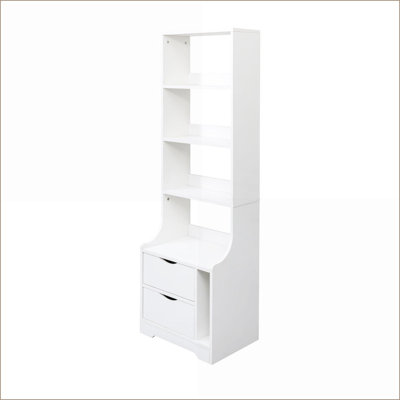 2-Drawer 4-Tier Storage Nightstand with Melamine Finish for Bedroom