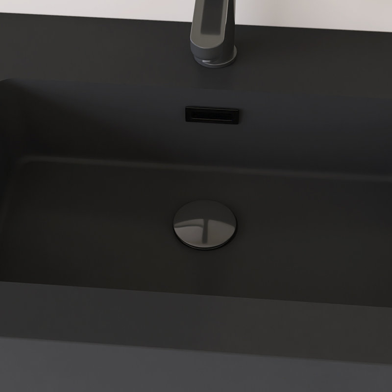 Meuble-lavabo mural 60 po avec lavabo à surface solide noir 60 po, 60"