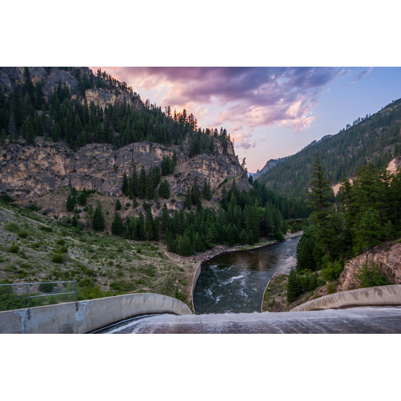 Barrage du déversoir au coucher du soleil par Rhyman007, H 20 po x l 30 po