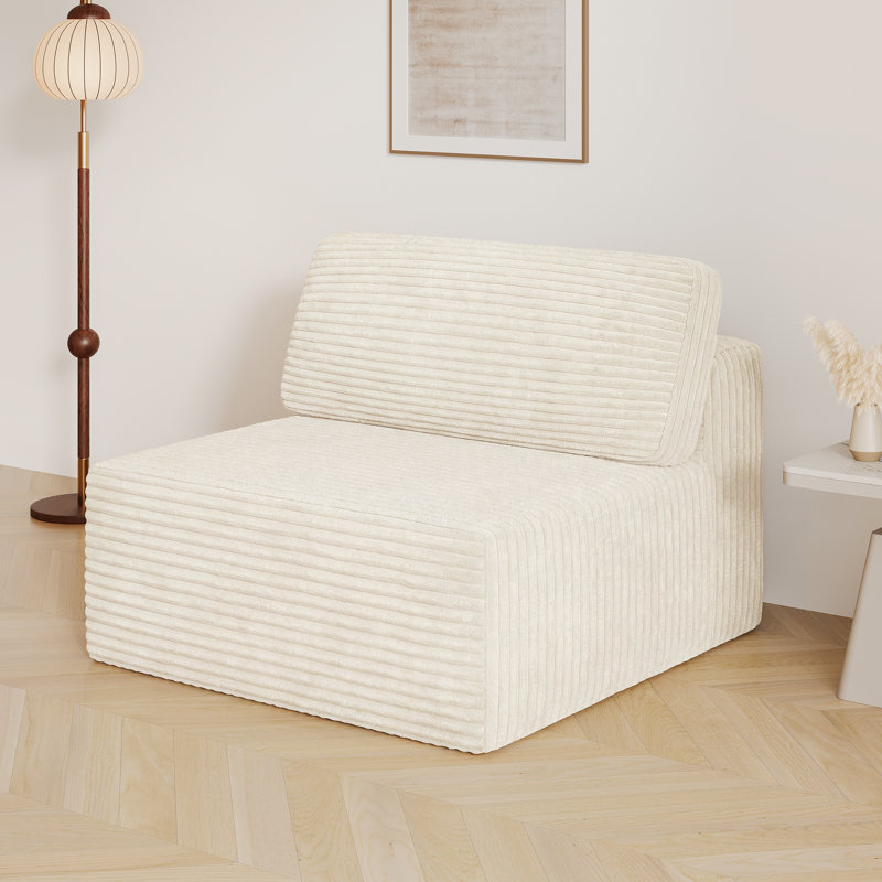 Fauteuil d'appoint modulaire en velours côtelé de 40 po sans assemblage requis avec éponge à double rebond, Beige