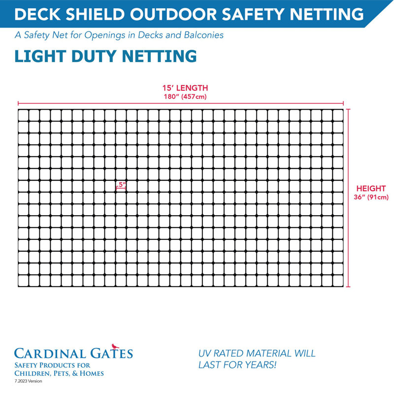 Light Duty Deck Netting 3 ft H x 15 ft L (Model DS15)