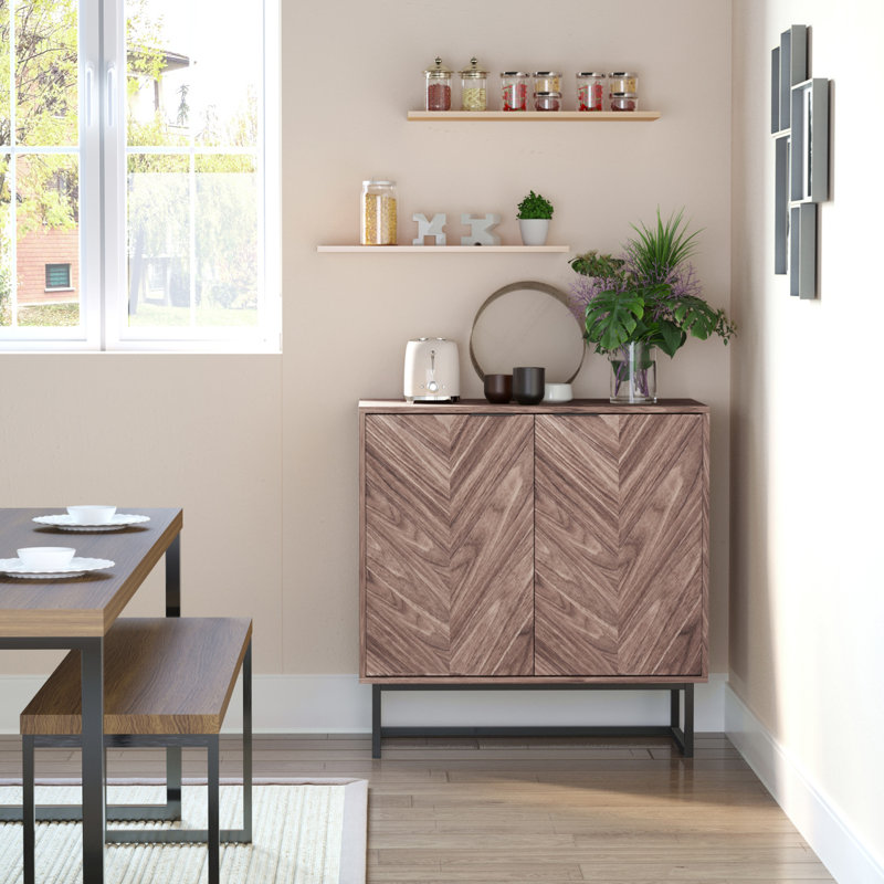 Armoire de cuisine à double porte à chevrons avec tablette réglable