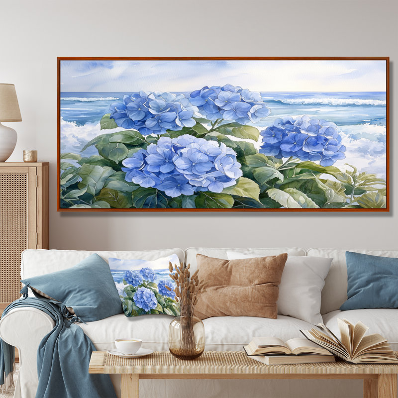 Ioab - Floral Wall Art, H 28 po x l 60 po, Floater Framed, Natural